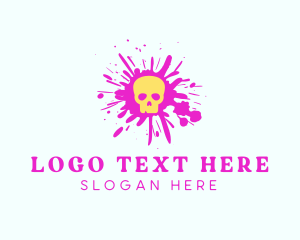 Skeleton - Skull Paint Splash logo design