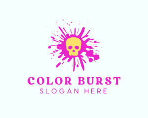 Skull Paint Splash logo design