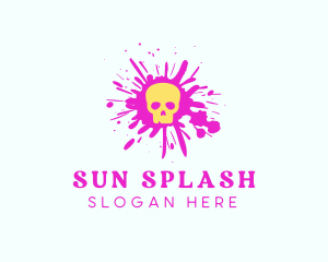 Skull Paint Splash logo design