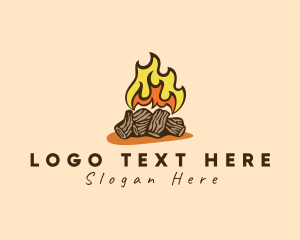 Campfire - Outdoor Lumber Bonfire logo design