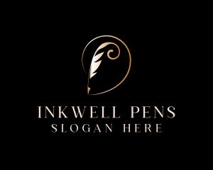 Pen - Golden Feather Pen logo design