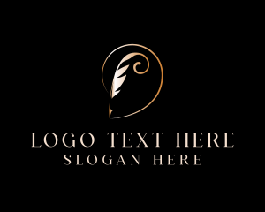 Blogger - Golden Feather Pen logo design