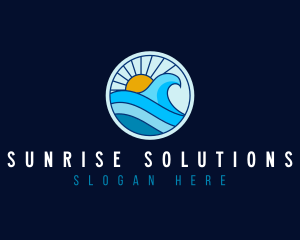 Sunrise  beach Wave logo design
