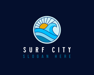 Sunrise  beach Wave logo design