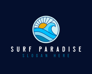 Sunrise  beach Wave logo design