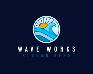 Sunrise  beach Wave logo design