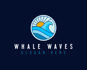 Sunrise  beach Wave logo design