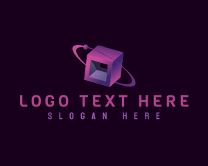 Cyberspace - Data Network Cube logo design