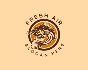 Fresh Water Fish Catching  logo design