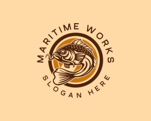 Fresh Water Fish Catching  logo design