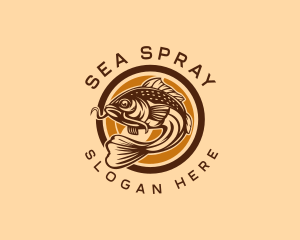 Fresh Water Fish Catching  logo design