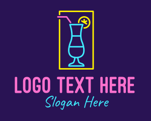 Drinking - Cocktail Neon Bar logo design