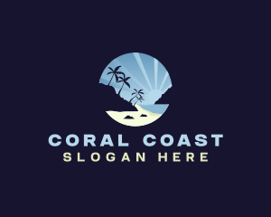 Beach Palm Tree Vacation logo design