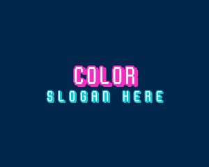 Cyberspace - Pixelated Neon Electronics logo design