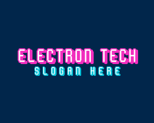 Pixelated Neon Electronics logo design