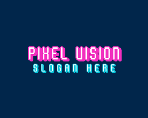 Pixelated Neon Electronics logo design