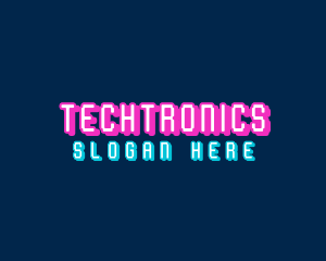 Electronics - Pixelated Neon Electronics logo design