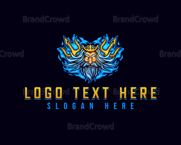 Poseidon Trident God Logo