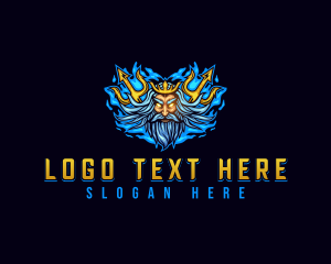 Waves - Poseidon Trident God logo design