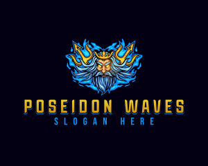 Poseidon Trident God logo design