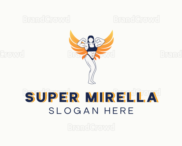 Woman Muscles Wings Logo