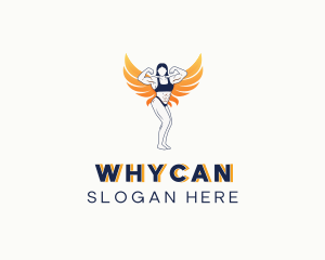 Woman Muscles Wings Logo