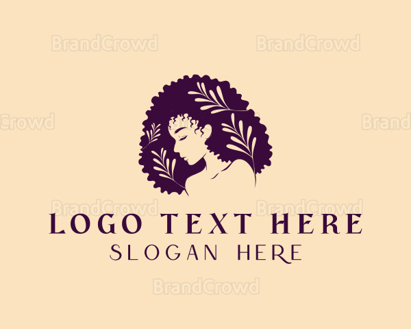 Afro Leaf Woman Logo