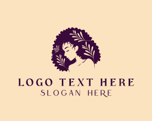 Beautician - Afro Leaf Woman logo design