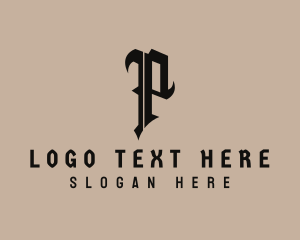Tattoo Studio - Creative Gothic Letter P logo design