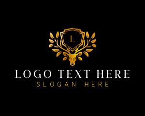 Gold - Deer Antler Shield logo design