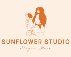 Sunflower - Female Bikini Body Sunflower logo design