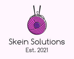 Skein - Button Yarn Ball logo design