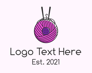Needles - Button Yarn Ball logo design