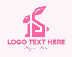 Bunny - Pink Rabbit Home logo design