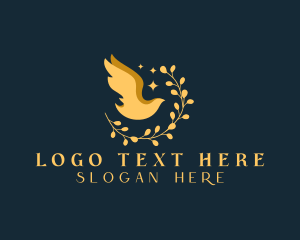 Theology - Dove Bird Wreath logo design