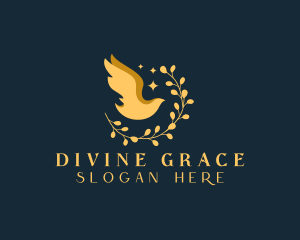 Prayer - Dove Bird Wreath logo design