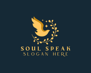 Preach - Dove Bird Wreath logo design