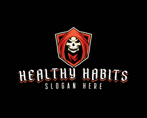 Evil Skull Shield logo design