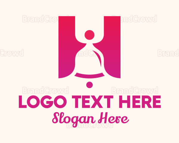 Pink Gradient Bell Letter H Logo