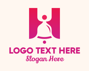 Initial - Pink Gradient Bell Letter H logo design