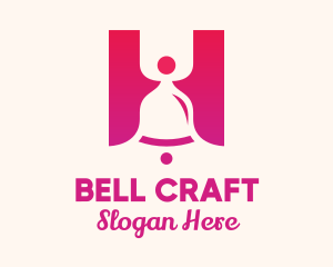 Bell - Pink Gradient Bell Letter H logo design