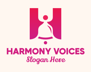 Choir - Pink Gradient Bell Letter H logo design