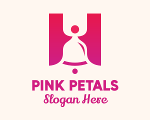 Pink Gradient Bell Letter H logo design