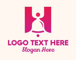 Ringing - Pink Gradient Bell Letter H logo design