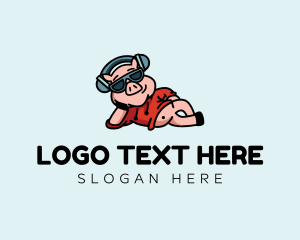 Pig - Pig Headphone Music logo design