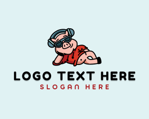 Hog - Pig Headphone Music logo design