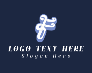 Typography - Swirl Cursive Letter F logo design