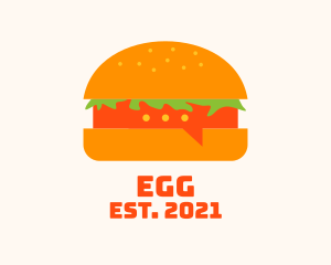 Chat Bubble - Hamburger Food Chat logo design
