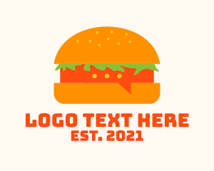 American Food - Hamburger Food Chat logo design