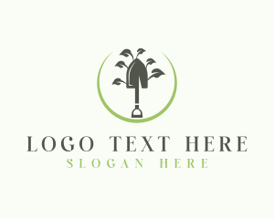 Leaves - Landscaping Shovel Tool logo design